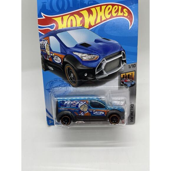 2014 Hot Wheels HW Ford Transit Connect Blue/Orange - 1:64 #7/250 - Picture 2 of 4